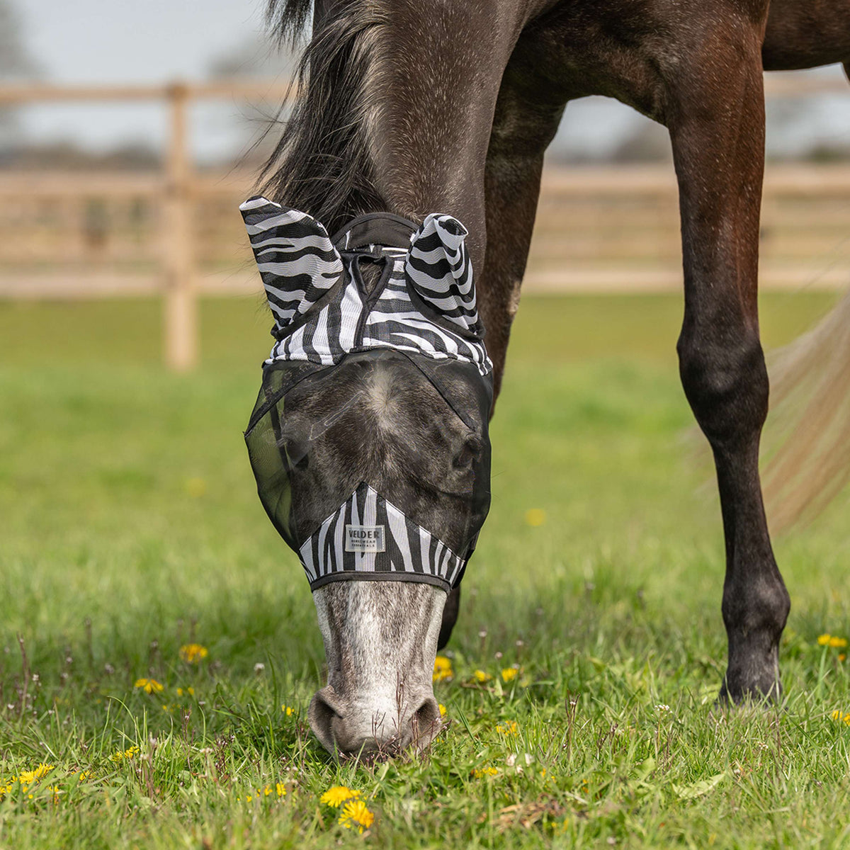 Velder Horsewear Masque Anti-Mouches Zebra avec Oreilles Noir/Blanc