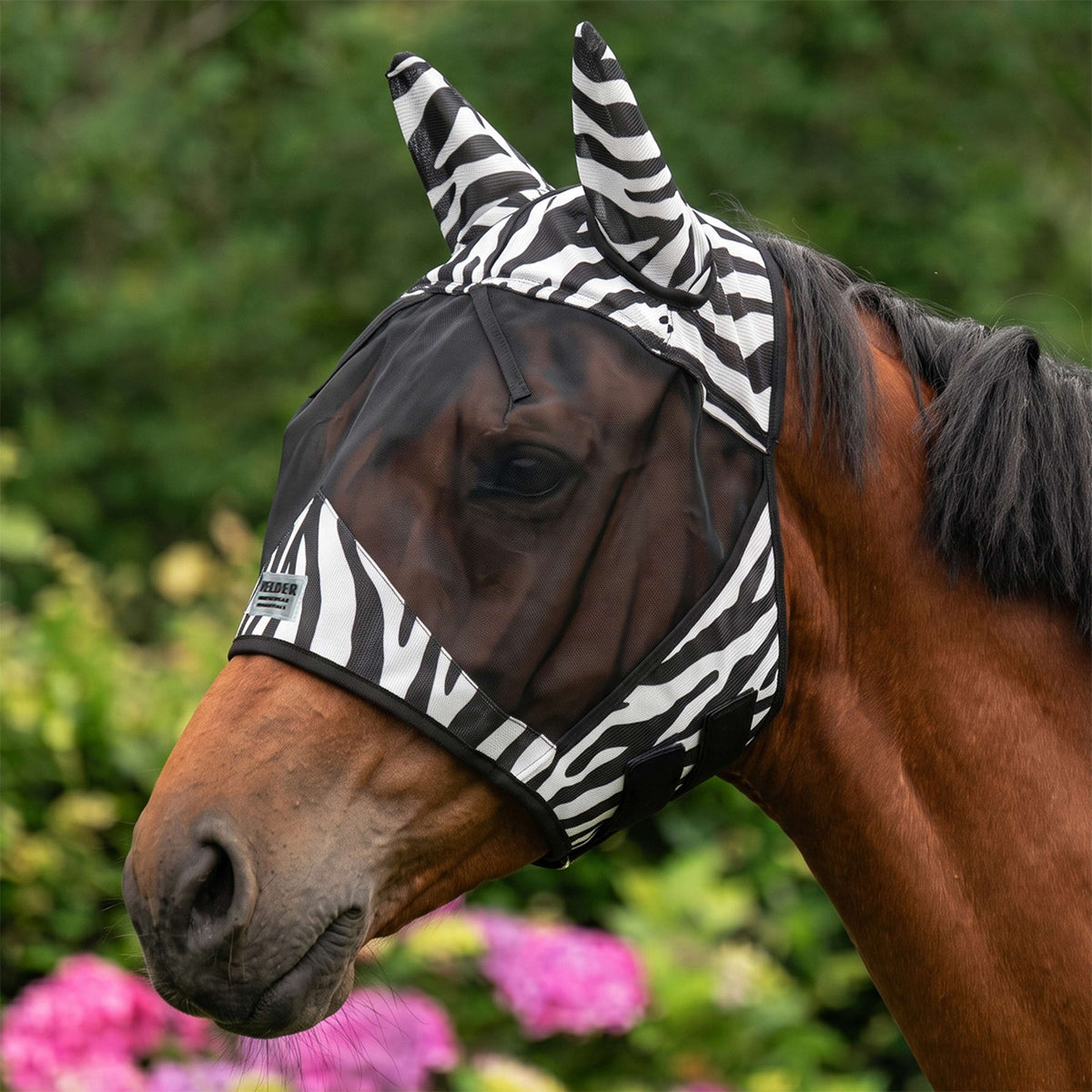 Velder Horsewear Essentials Masque Anti-Mouches Zebra avec Oreilles Noir/Blanc