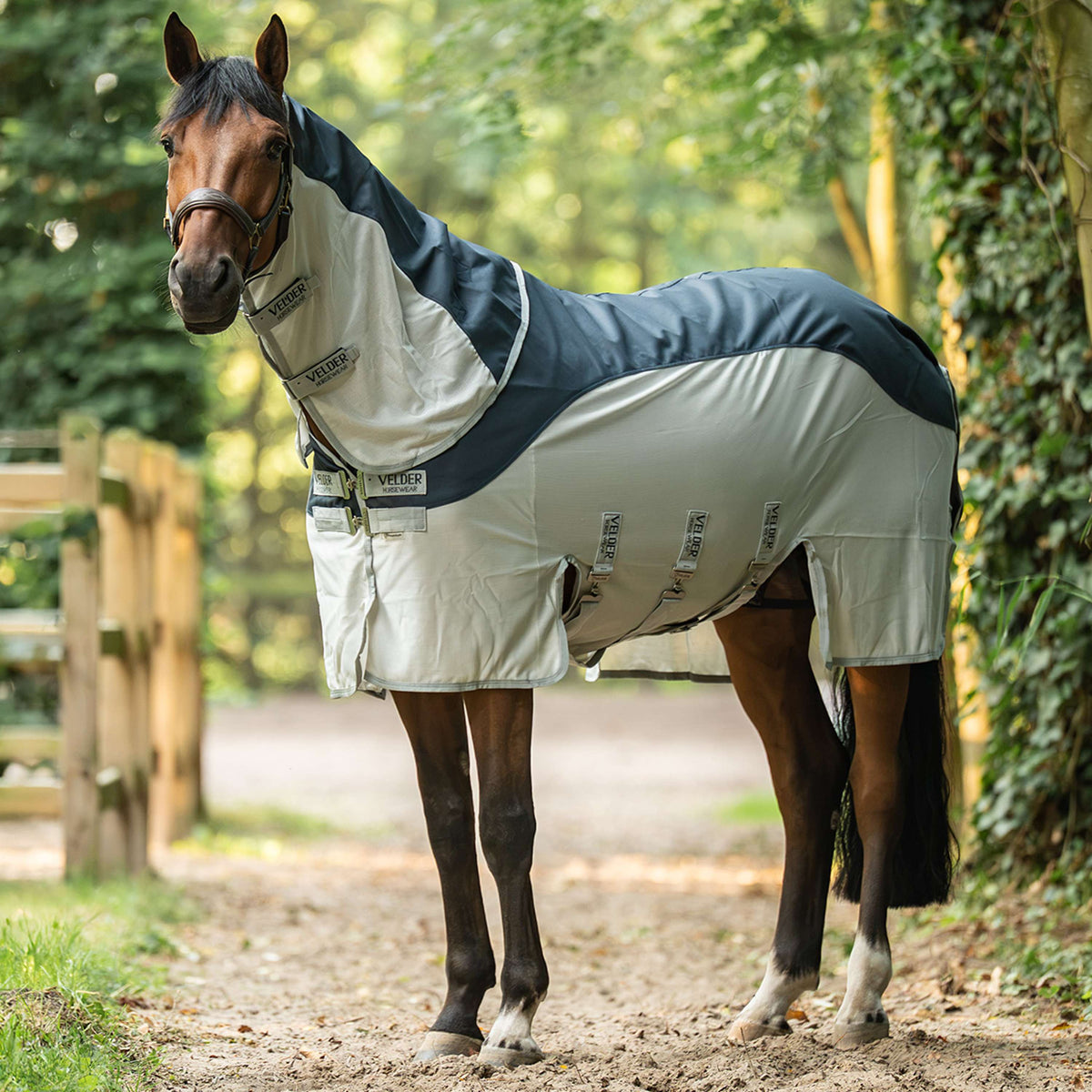 Velder Horsewear Premium Couverture Anti-Mouches Rainless Summer Navy/Field Grey
