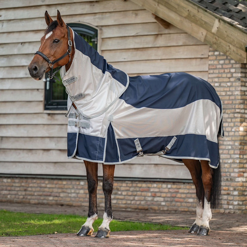 Velder Horsewear Premium Couverture Anti-Mouches Rainless Fall Navy/Pearl Silver