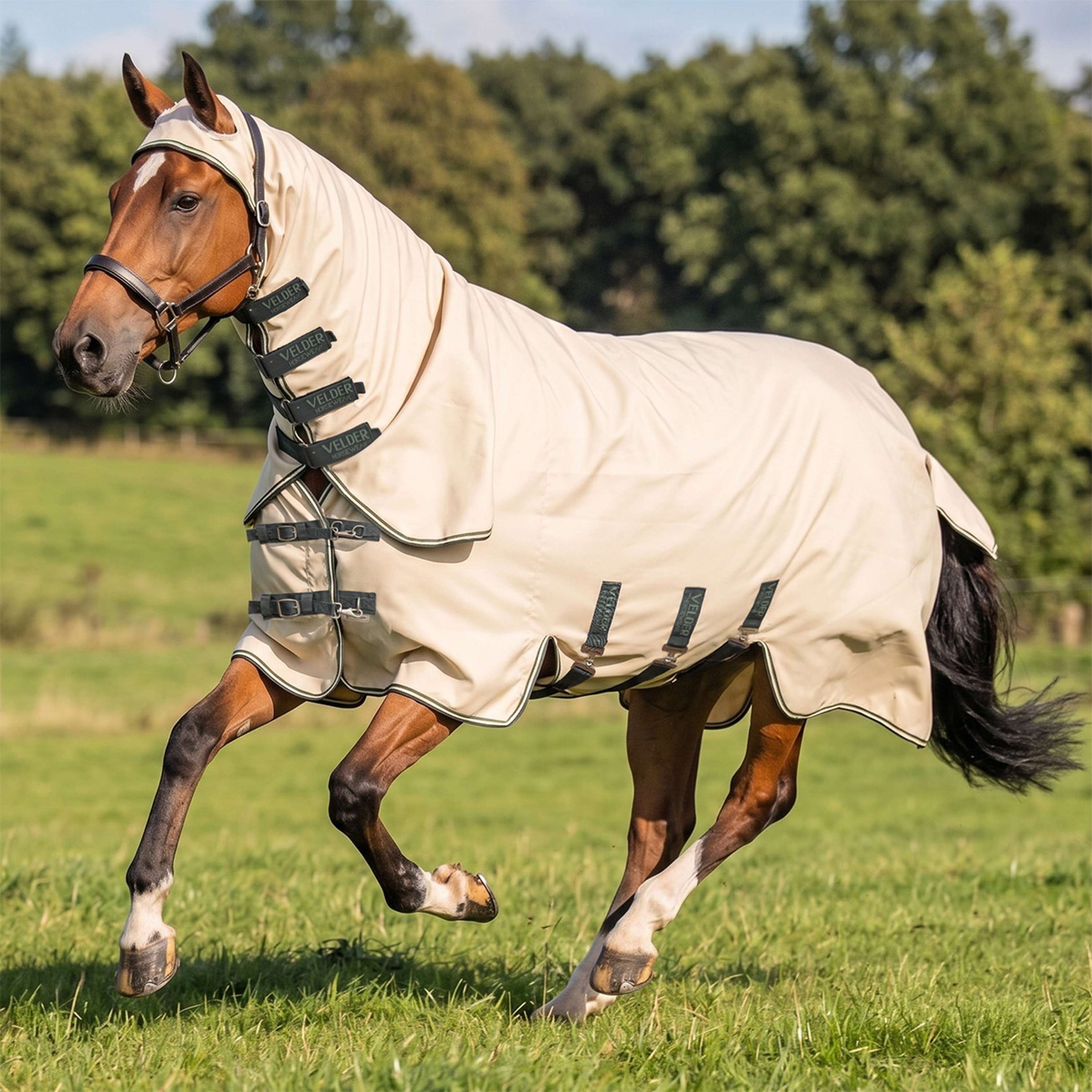 Velder Horsewear Premium Sweet Itch Hoody Dune/Heather Green