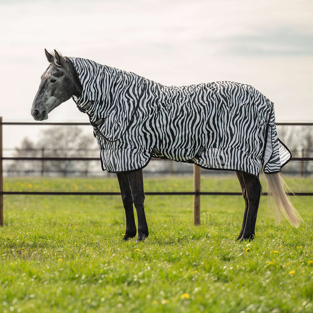 Velder Horsewear Essentials Couverture Anti-Mouches avec Couvre-cou Zebra Noir/Blanc