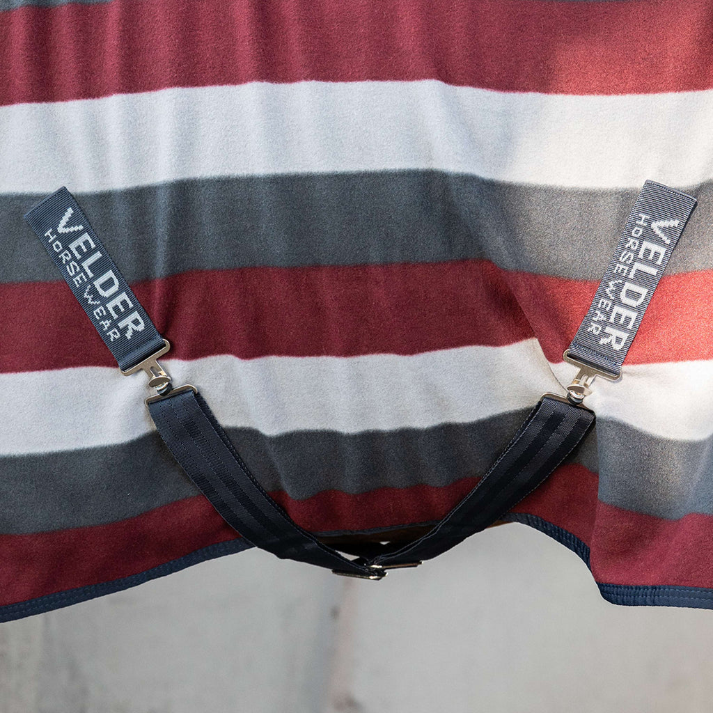 Velder Horsewear Essentials Couverture Polaire Polar Stripes Gris/Bordeuax