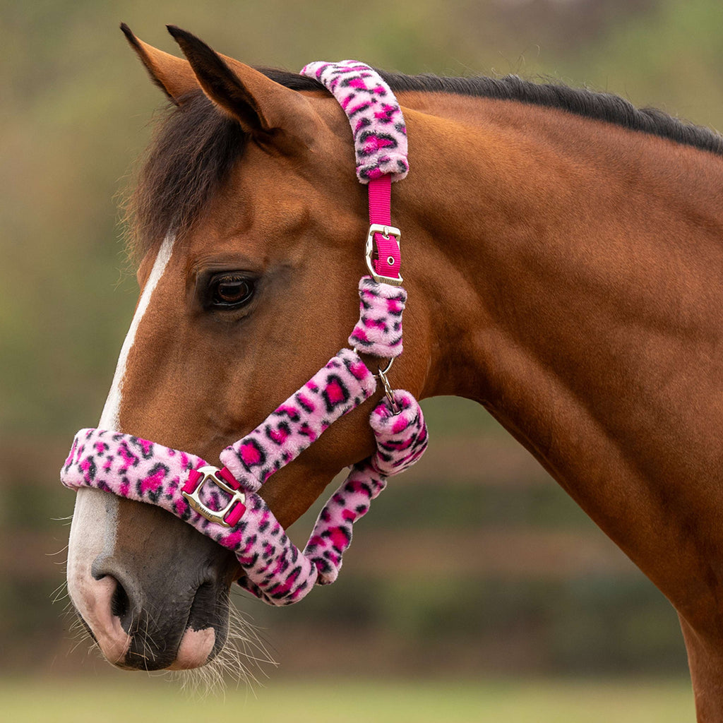 Velder Horsewear Premium Licol Comfort Fur Snow Leopard Rose