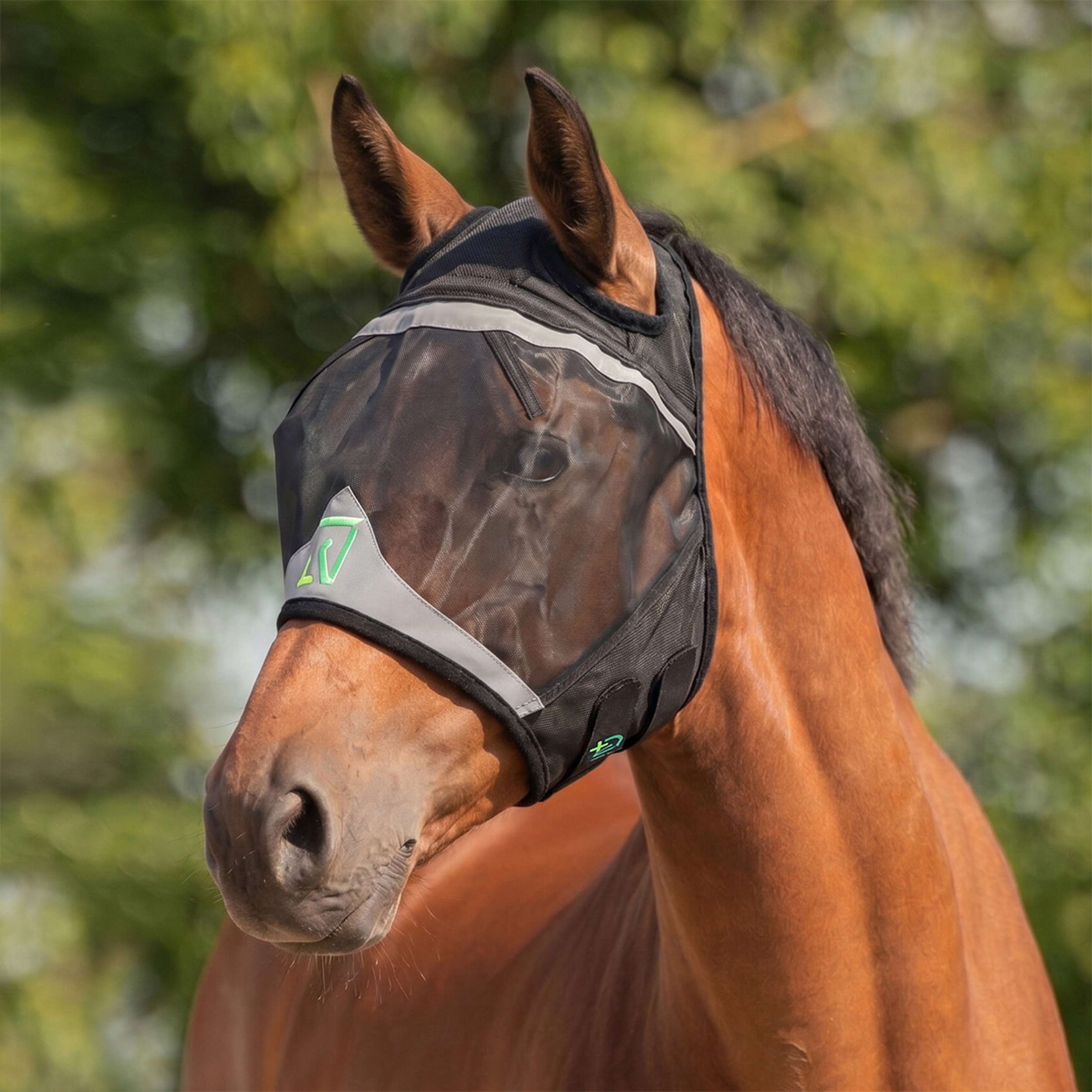 Agradi Horse Masque Anti-Mouches Fine Mesh avec Découpe D'oreille Noir