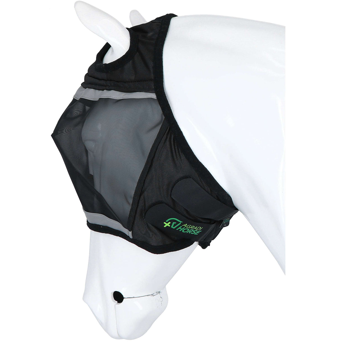 Agradi Horse Masque Anti-Mouches Fine Mesh avec Découpe D'oreille Noir