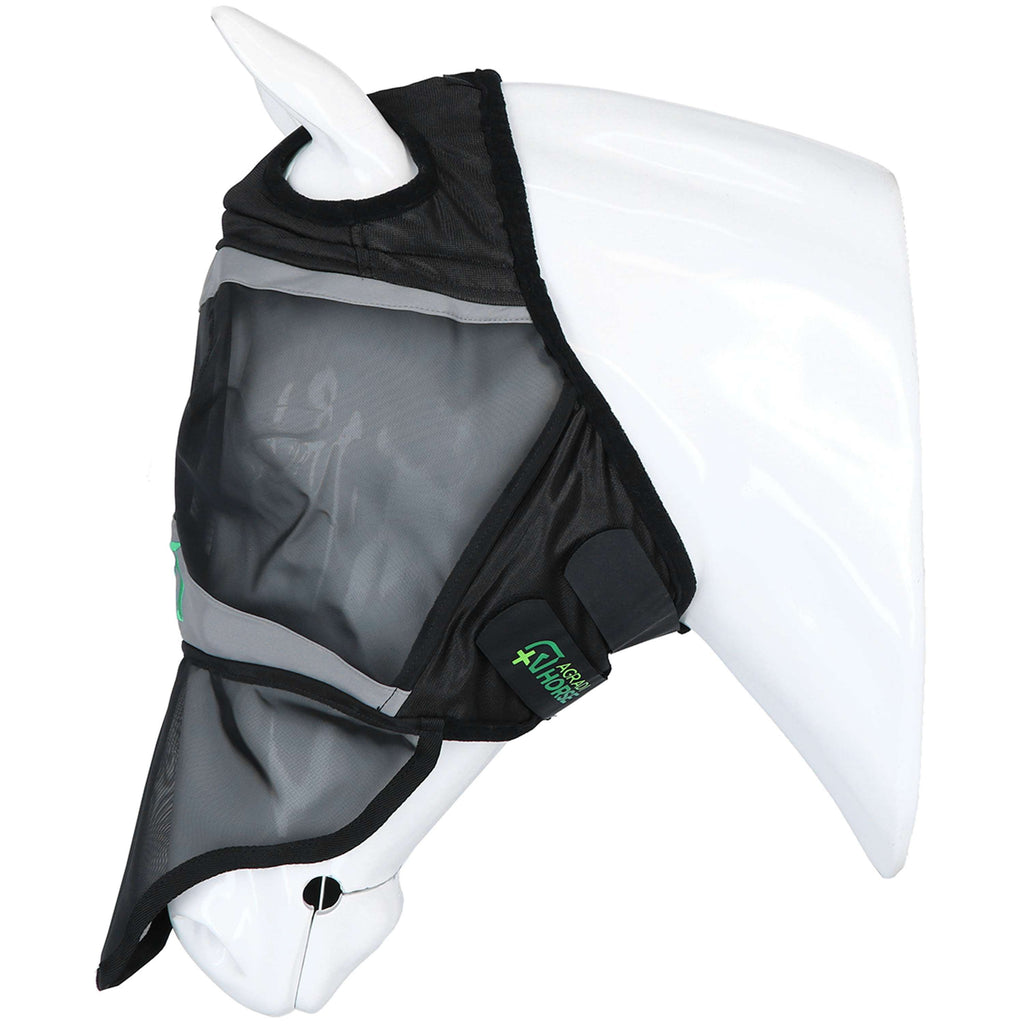 Agradi Horse Masque Anti-Mouches Fine Mesh avec Découpe D'oreille et le Nez Noir