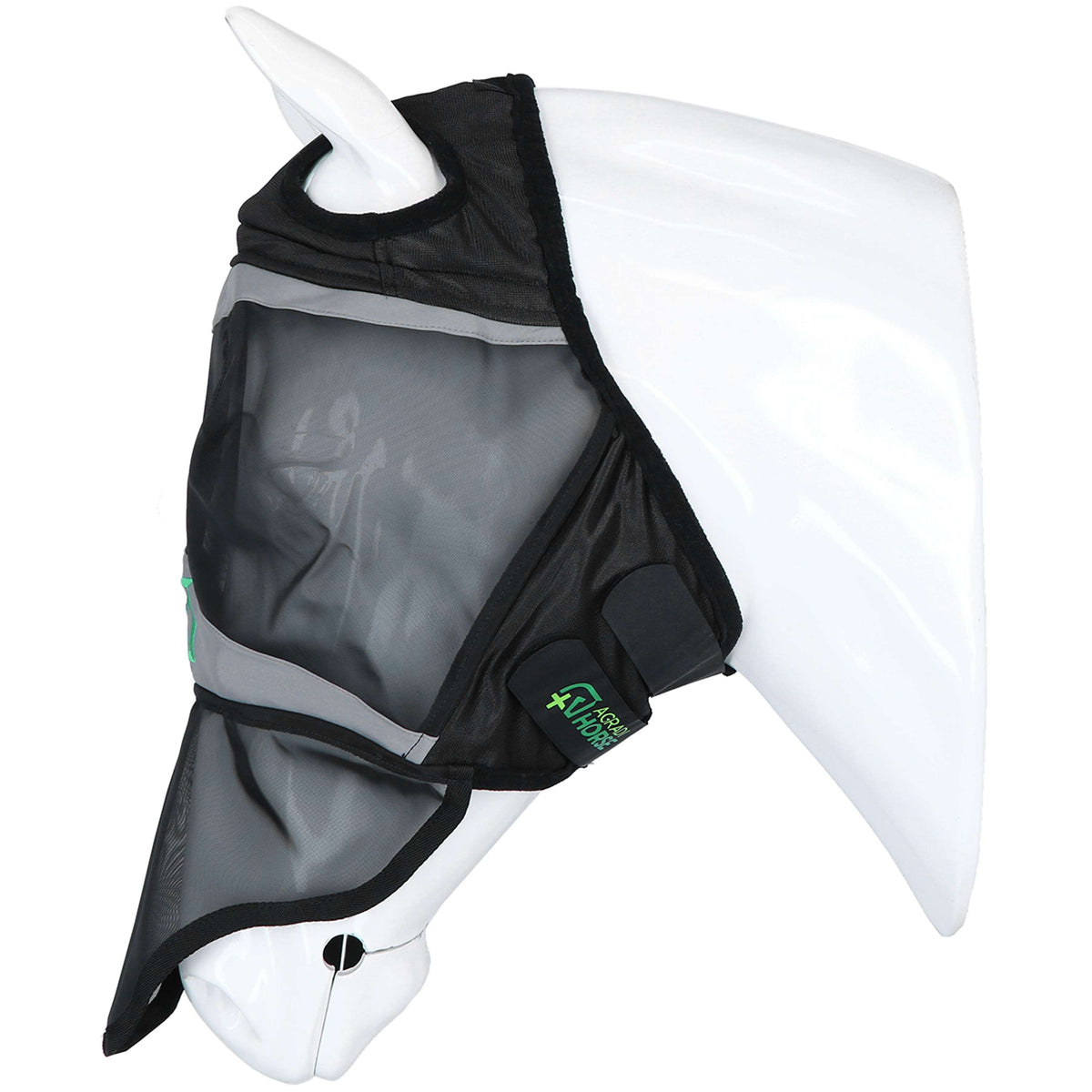 Agradi Horse Masque Anti-Mouches Fine Mesh avec Découpe D'oreille et le Nez Noir