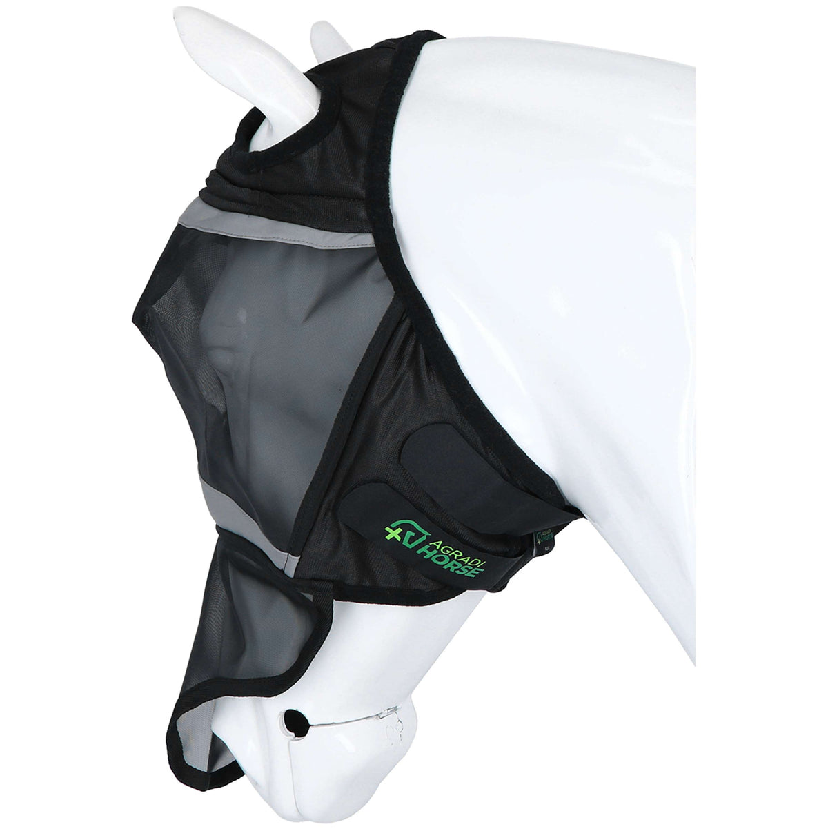 Agradi Horse Masque Anti-Mouches Fine Mesh avec Découpe D'oreille et le Nez Noir