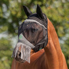 Agradi Horse Masque Anti-Mouches Fine Mesh avec Oreilles et Franges Noir