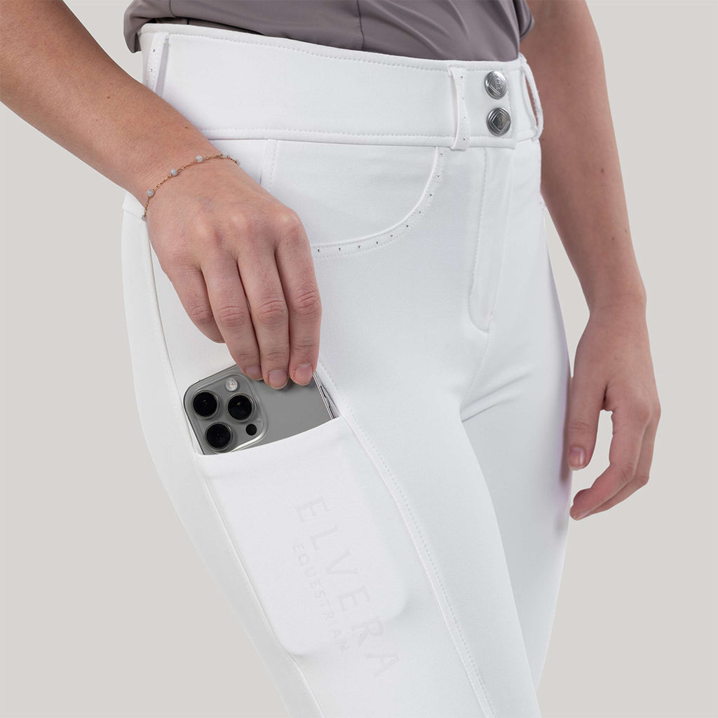 Elvera Equestrian Pantalon d'Équitation Performance Bling Blanc