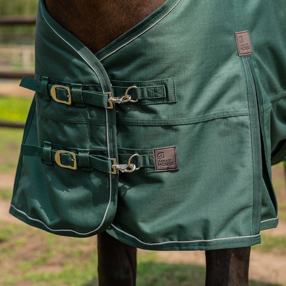 Agradi Horse Couverture d'Extérieur 1200D 300gr Bande Réfléchissante Vert