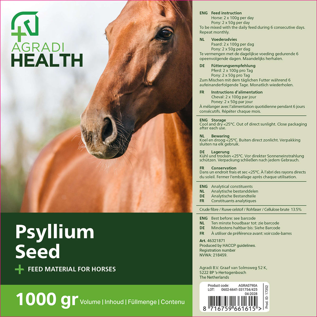 Agradi Health Psyllium Emballage Remplissage