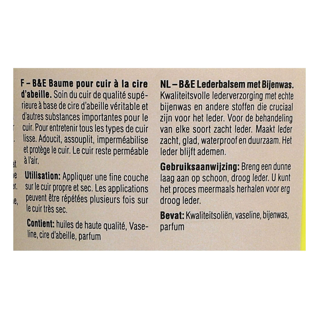 Bense & Eicke Baume pour Cuir avec Cire d'Abeille