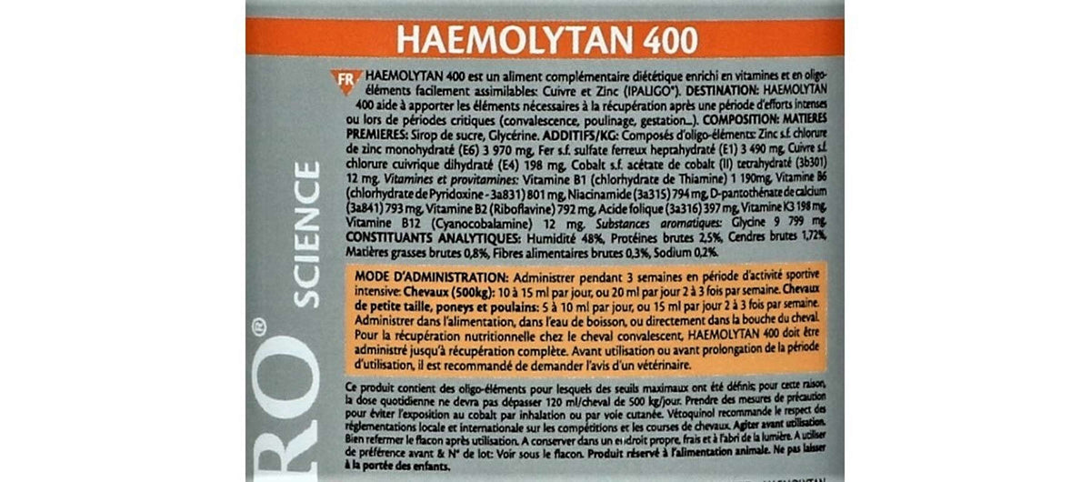 Equistro Haemolytan 400 Cheval