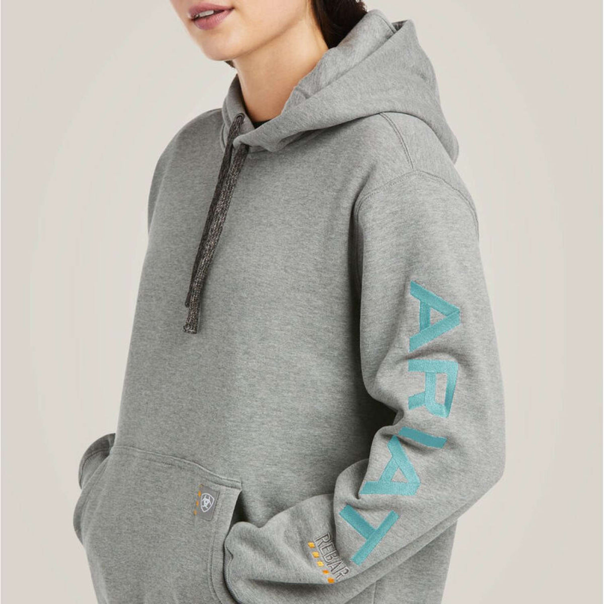 Ariat Pull col Hoodie Rebar Graphic Femme Gris bruyère