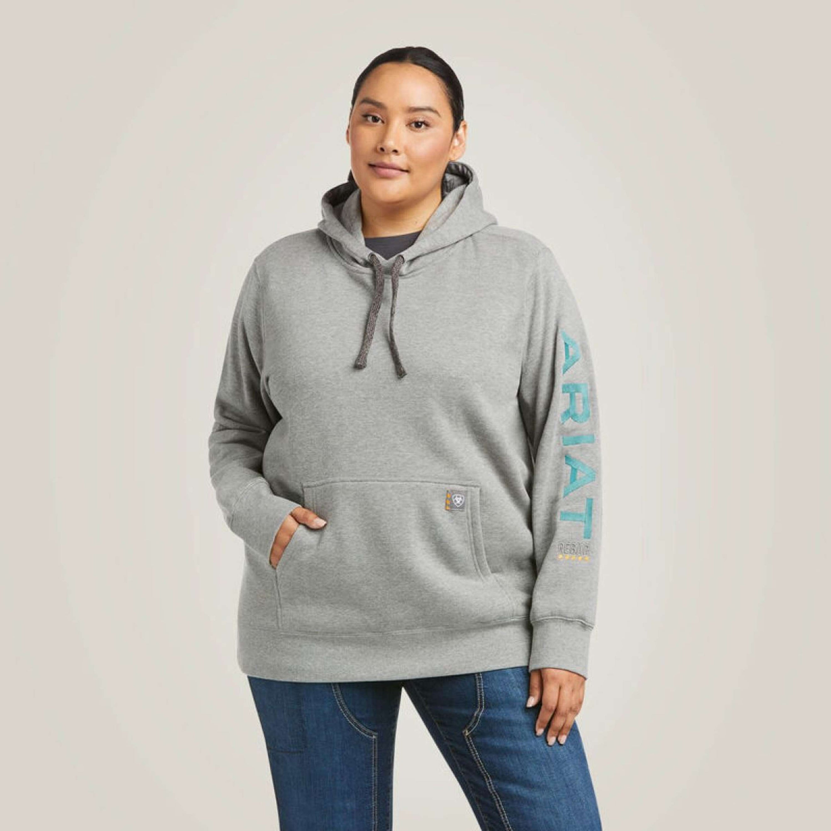 Ariat Pull col Hoodie Rebar Graphic Femme Gris bruyère Ariat Pull col Hoodie Rebar Graphic Femme Gris bruyère
