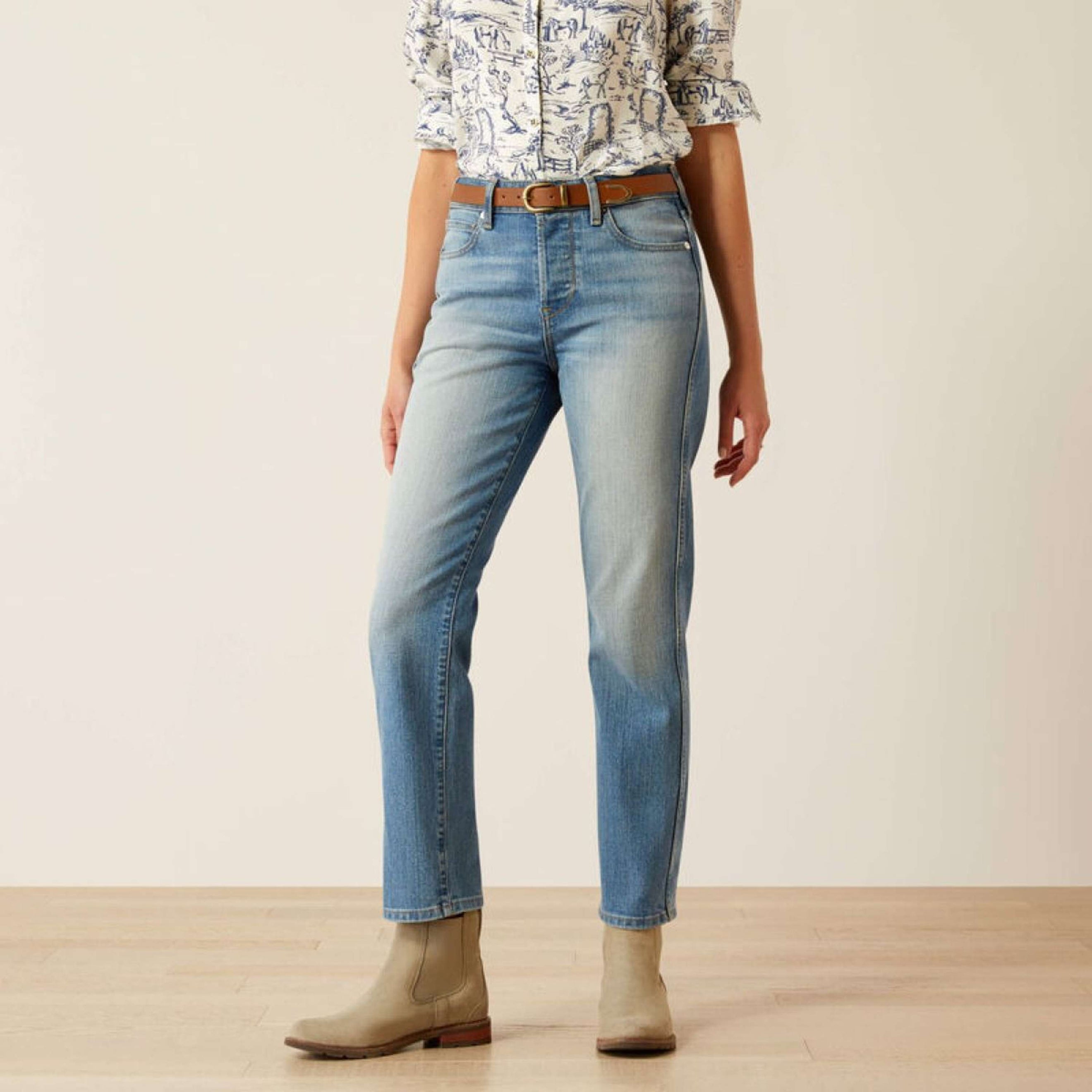 Ariat Jeans High Rise Bridle Slim Straight Leg Femme Abeline
