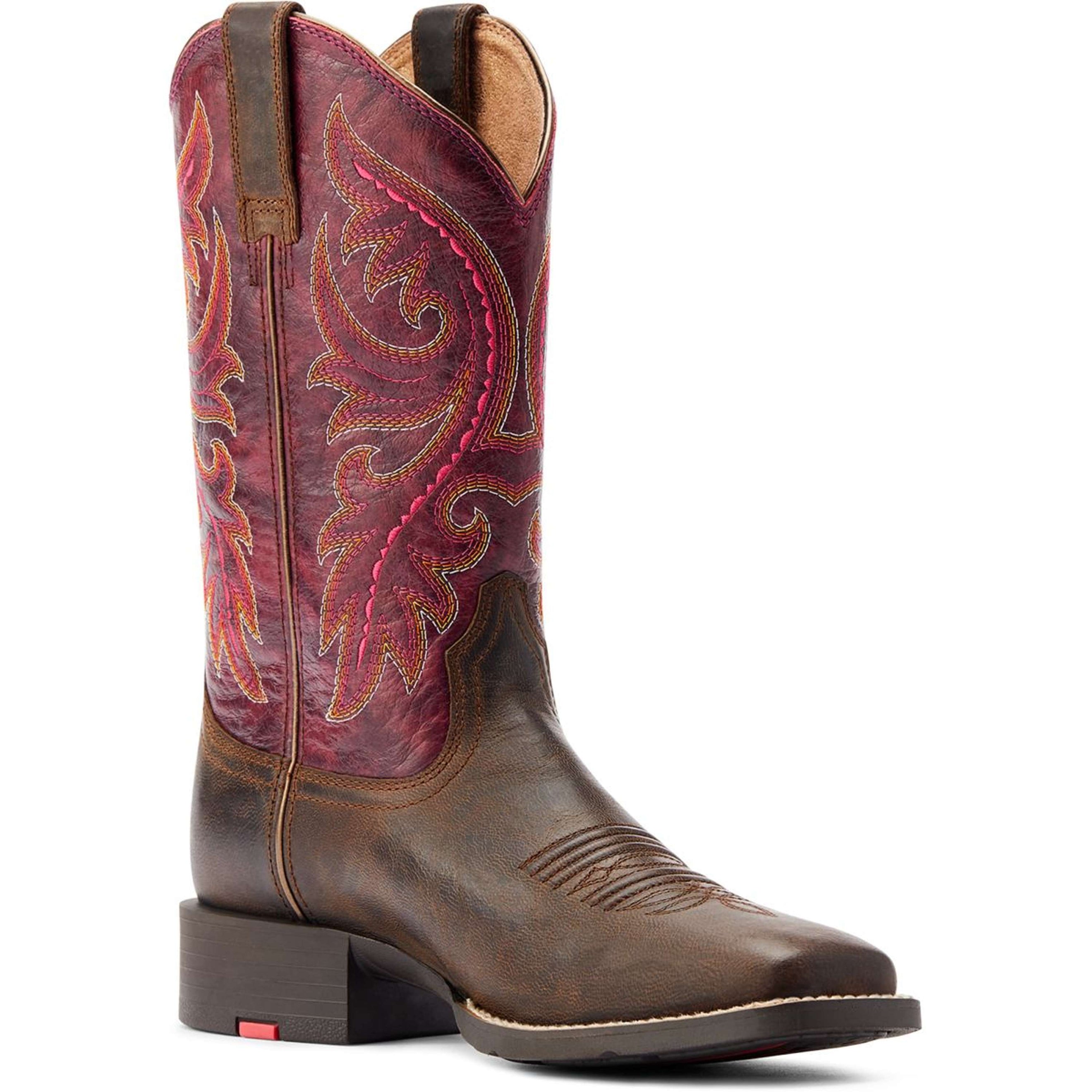 Ariat Bottes Western Round Up Back Zip Femme Worn Mocha/Rasberry Ariat Bottes Western Round Up Back Zip Femme Worn Mocha/Rasberry