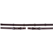 BR Rênes de Dressage Cuir/Caoutchouc Arrêts 16mm Marron