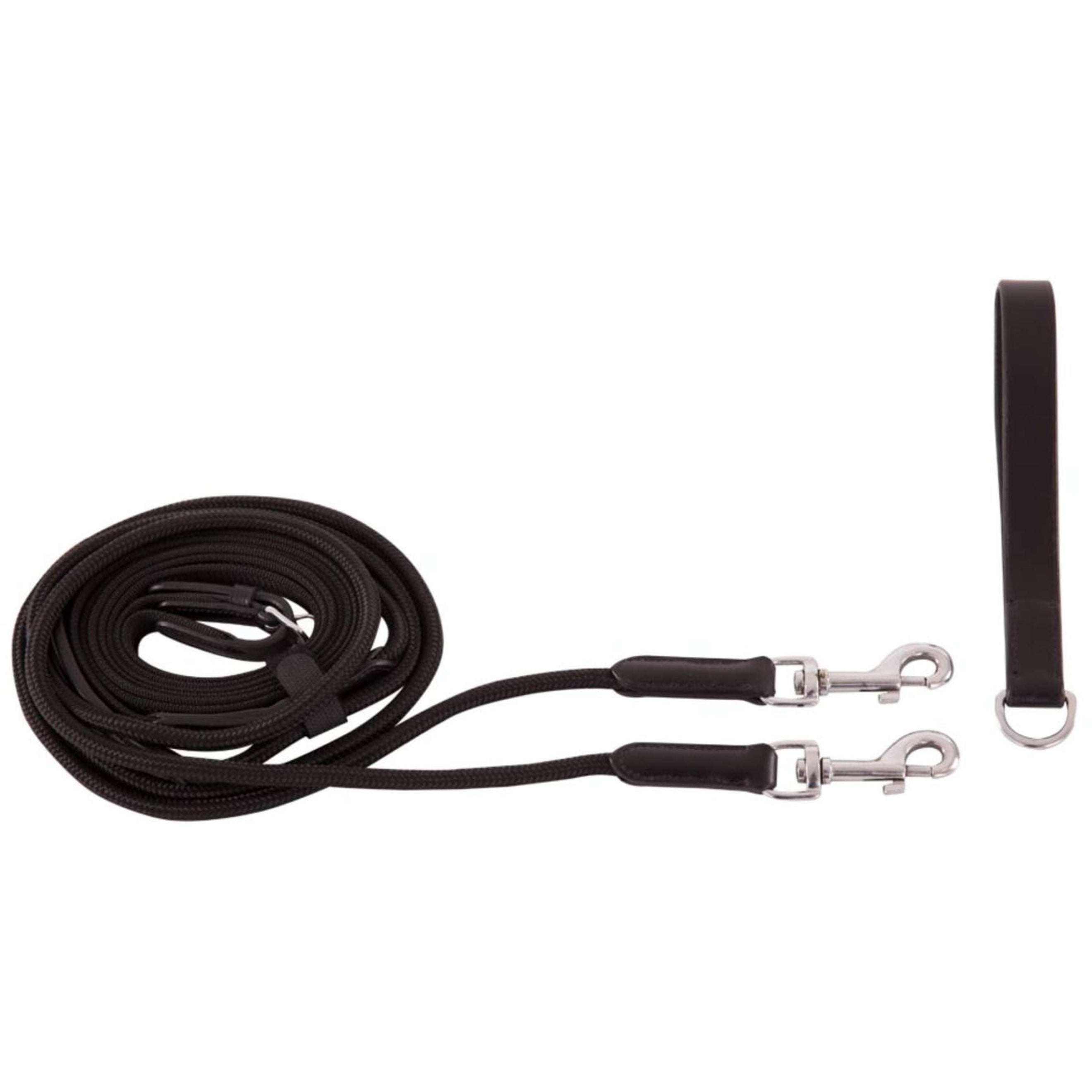 BR Rênes Allemandes Blackpool Anti-slip + Corde Noir/Argent BR Rênes Allemandes Blackpool Anti-slip + Corde Noir/Argent