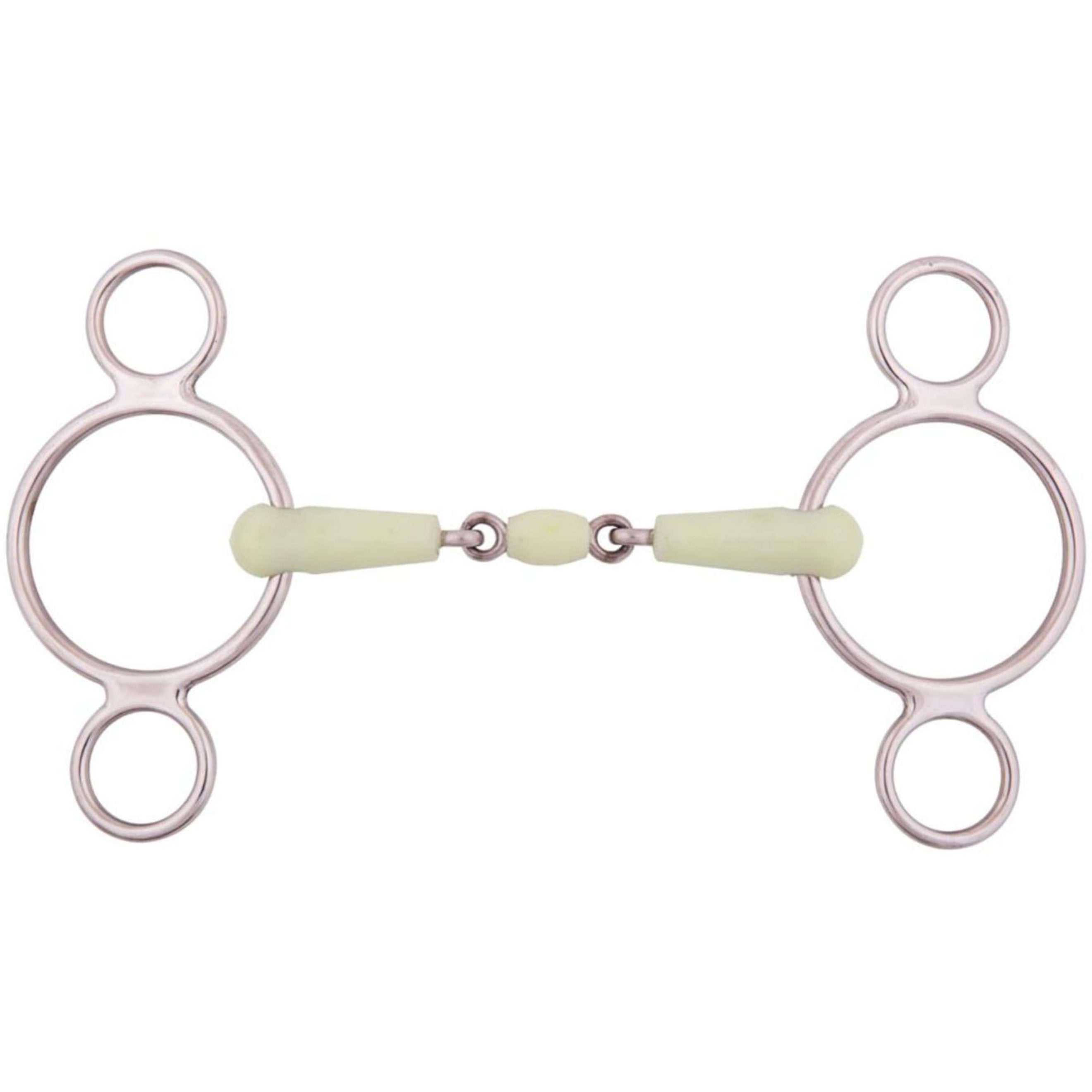 BR Mors de Filet Caoutchouc Apple Mouth 3 Anneaux 18mm RVS BR Mors de Filet Caoutchouc Apple Mouth 3 Anneaux 18mm RVS