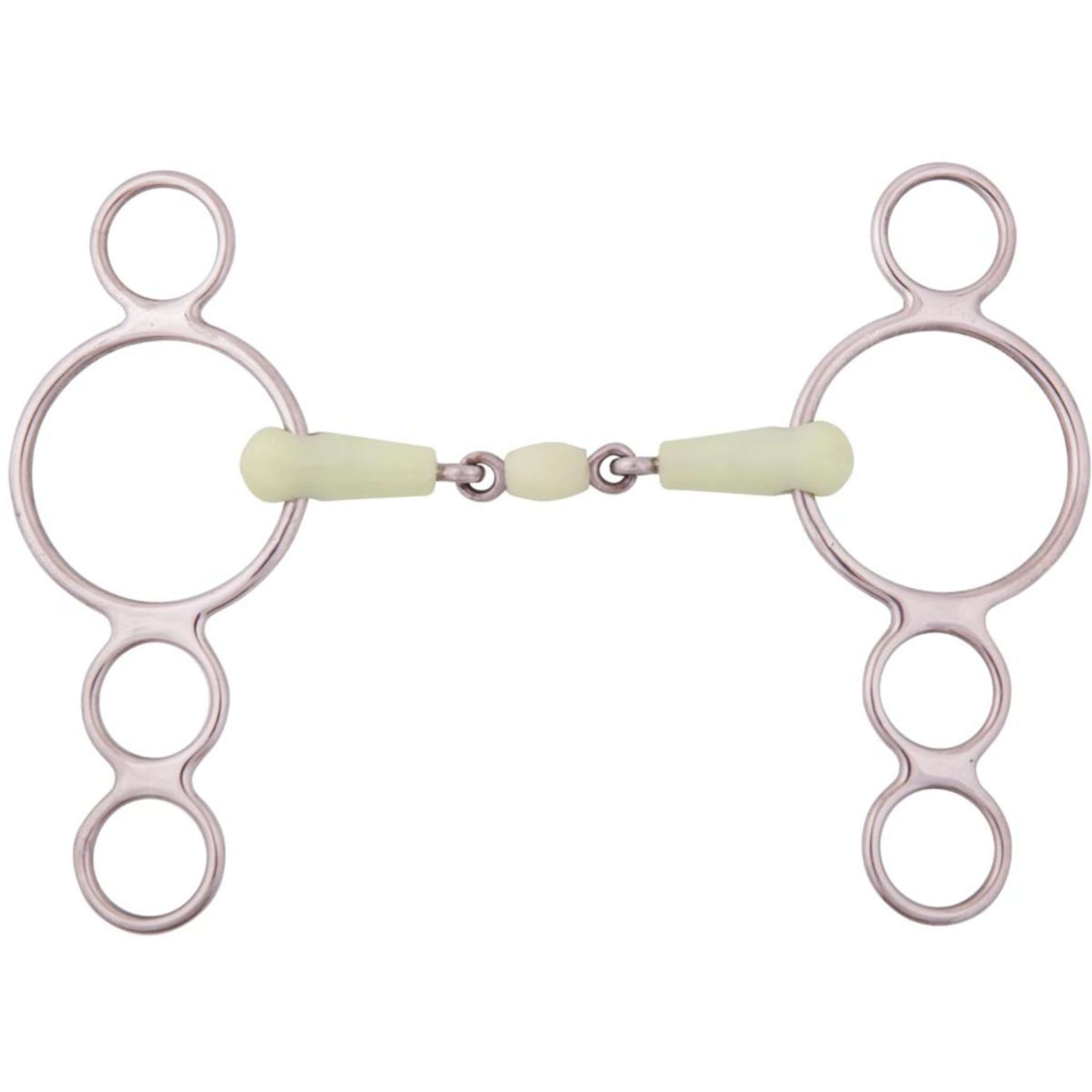 BR Mors de Filet Résine Apple Mouth 4 Anneaux 18mm RVS BR Mors de Filet Résine Apple Mouth 4 Anneaux 18mm RVS