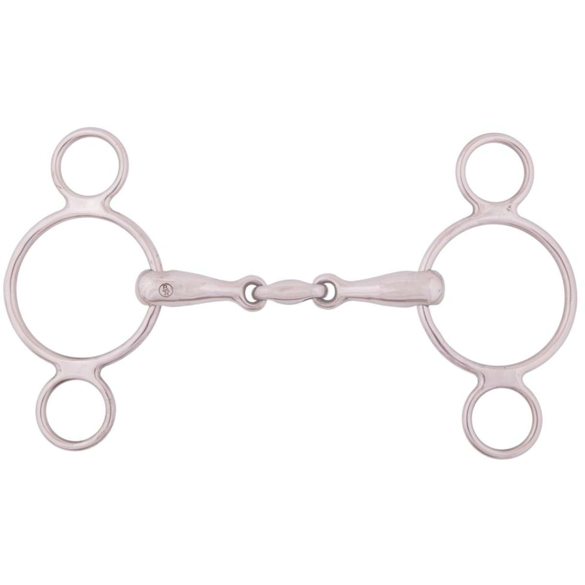 BR Mors de Filet 3 Anneaux Massif Double Brisure 18mm RVS