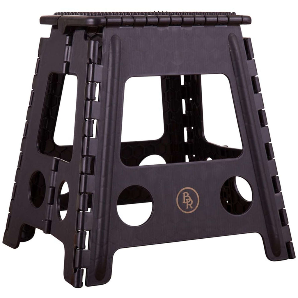BR Tabouret/Marche-Pied Plastique Dépliable Noir