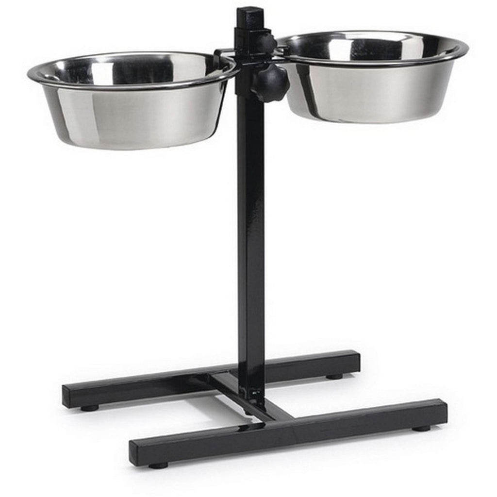 Beeztees Porte-Écuelle pour 2 Gamelles en Acier Inoxydable Noir