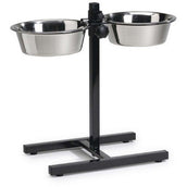 Beeztees Porte-Écuelle pour 2 Gamelles en Acier Inoxydable Noir