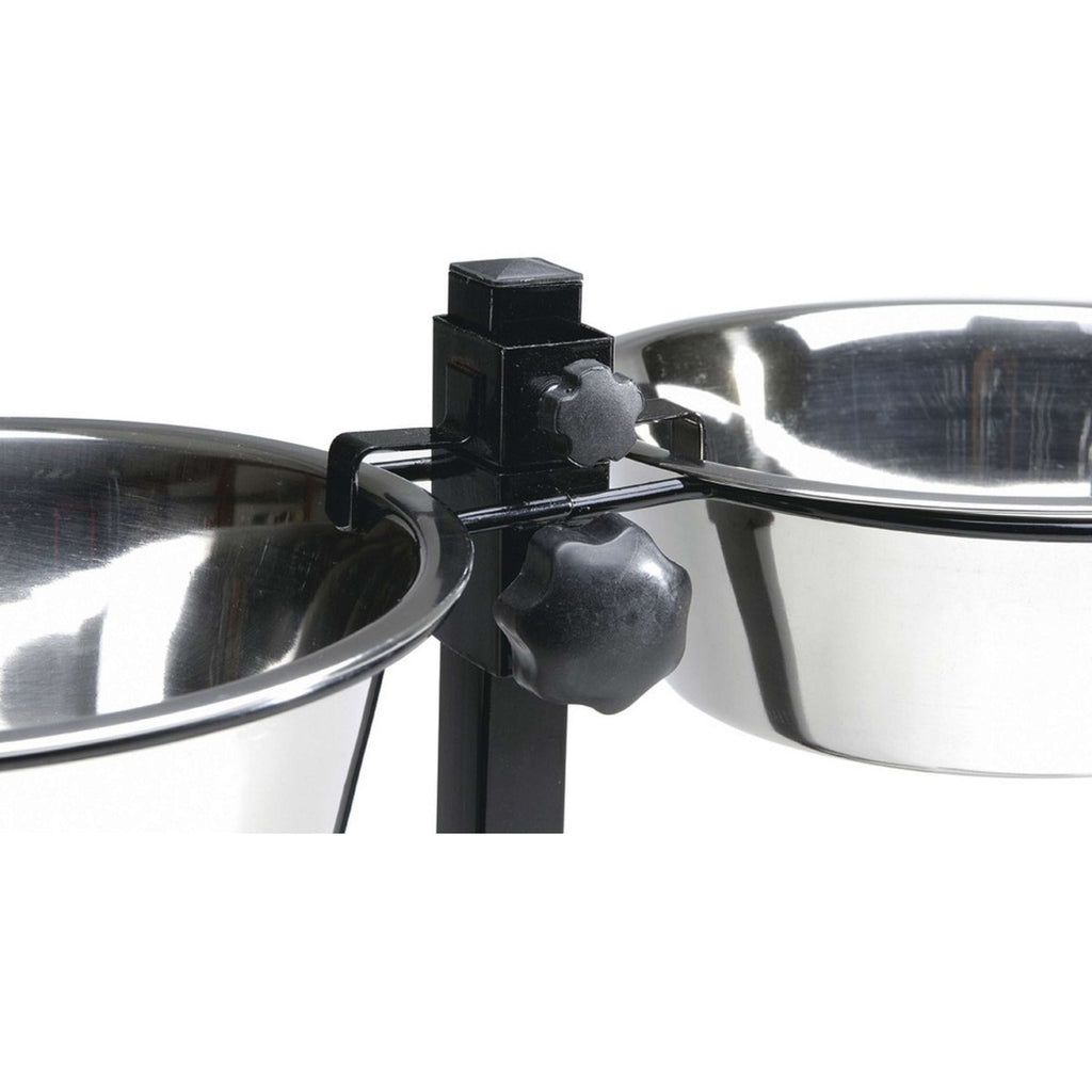 Beeztees Porte-Écuelle pour 2 Gamelles en Acier Inoxydable Noir