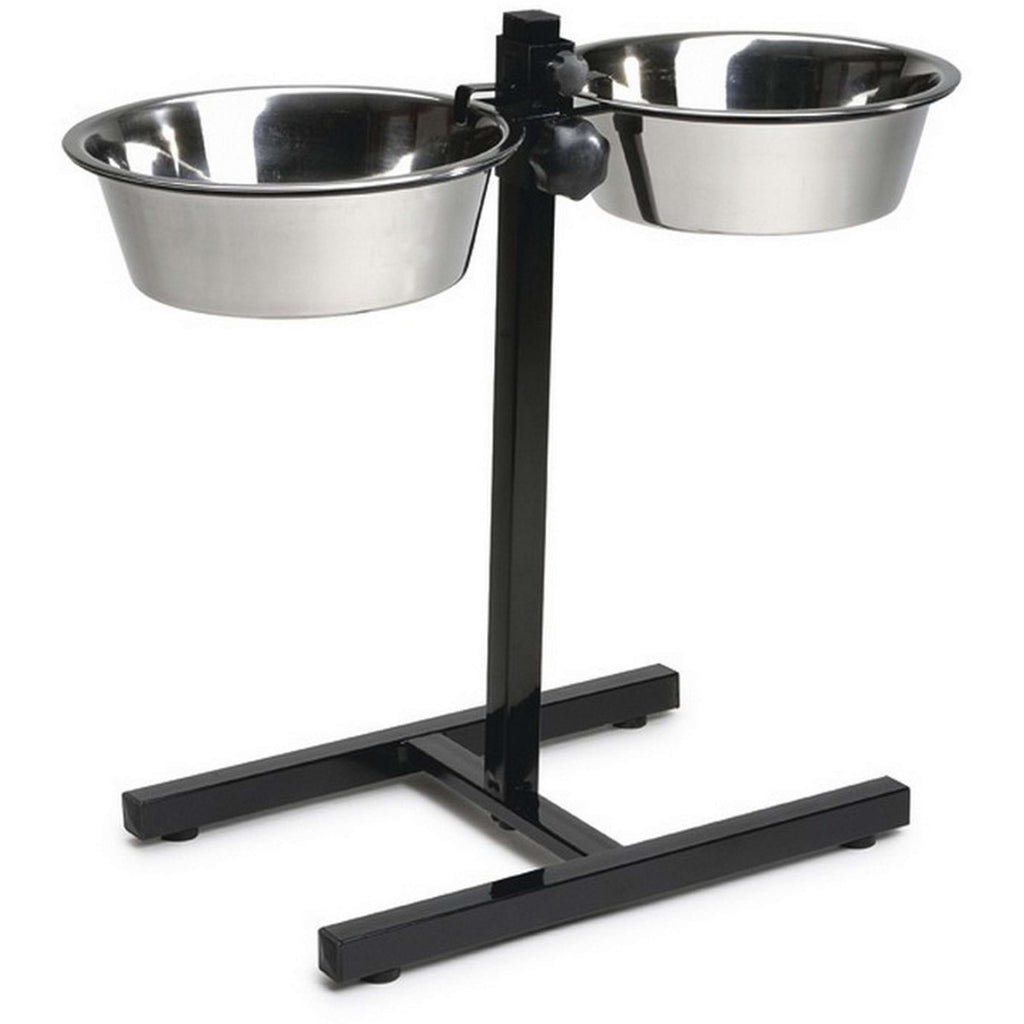 Beeztees Porte-Écuelle pour 2 Gamelles en Acier Inoxydable Noir