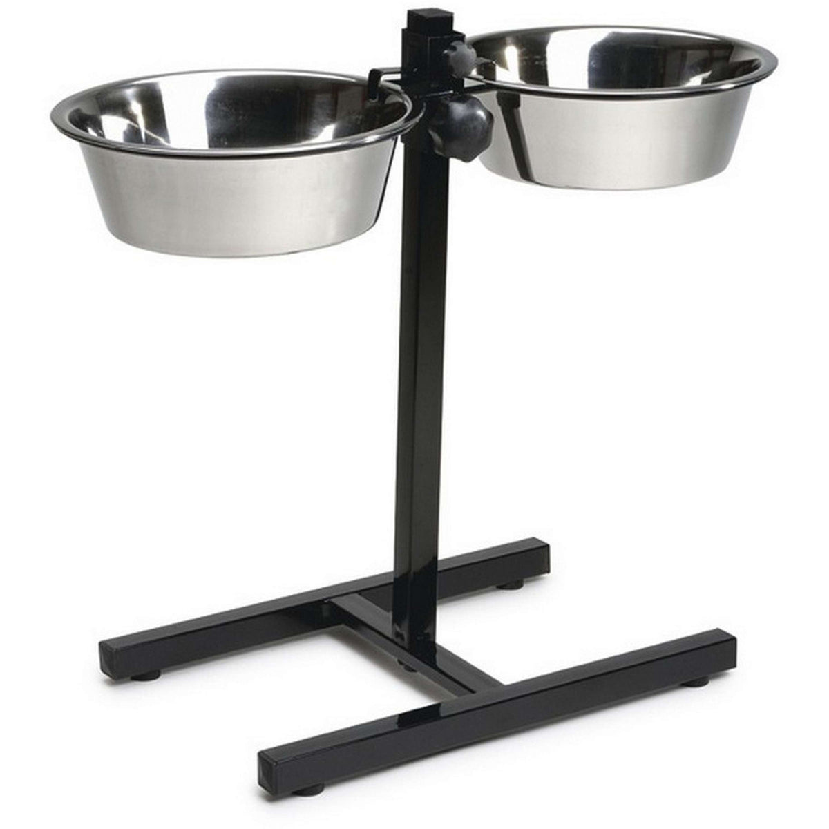 Beeztees Porte-Écuelle pour 2 Gamelles en Acier Inoxydable Noir