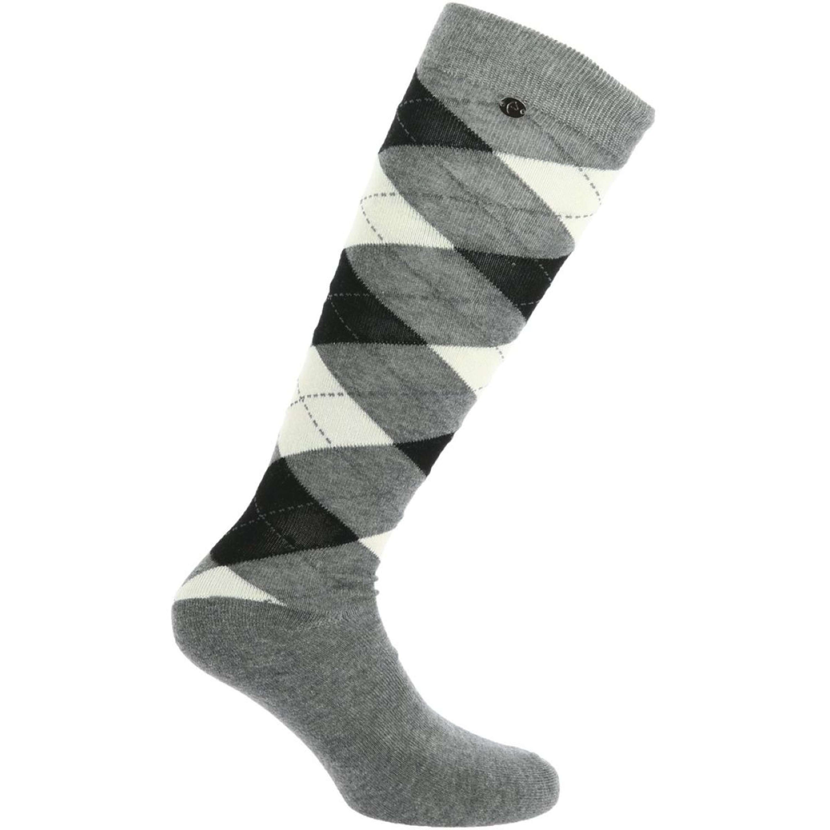 EQUITHÈME Chaussettes d'Équitation Argyle Gris<>Ecru EQUITHÈME Chaussettes d'Équitation Argyle Gris<>Ecru
