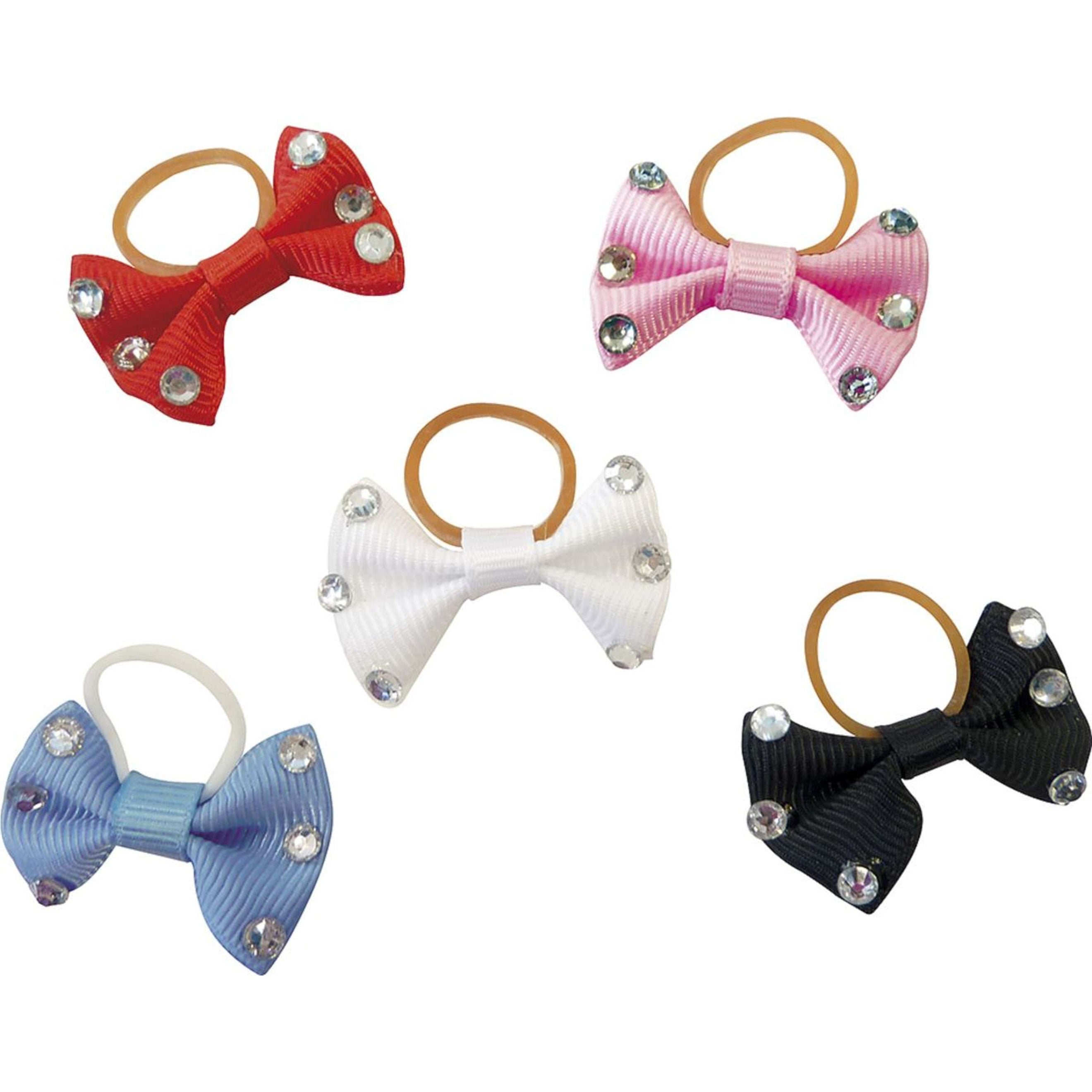 EQUITHÈME Petits Nœuds Ruban pour Tresses avec Strass Rose