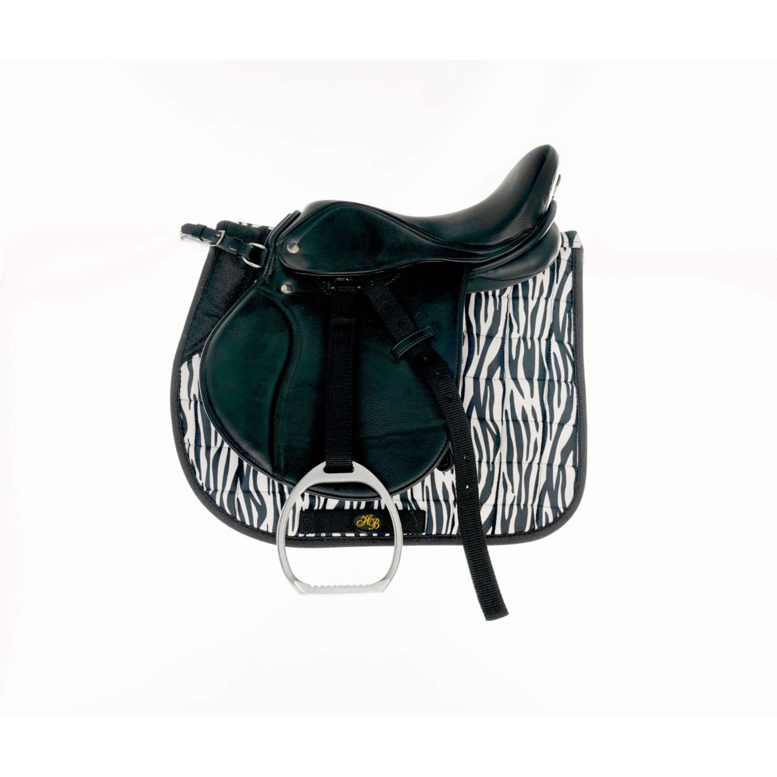 HB Tapis de Selle Zebra Polyvalent Noir/Blanc