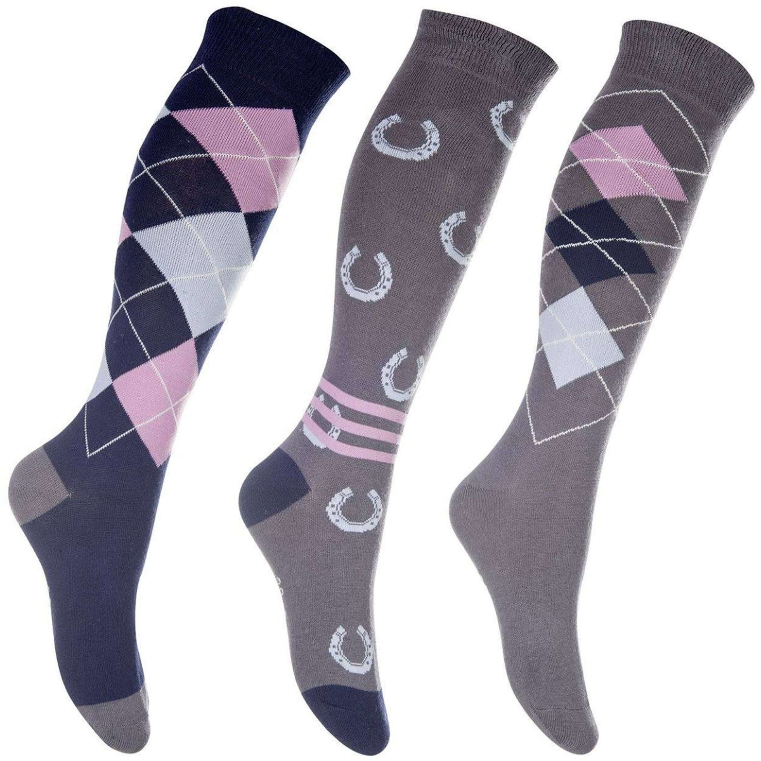 HKM Chaussettes d'Équitation Cardiff Jeu de 3 Gris/Bleu HKM Chaussettes d'Équitation Cardiff Jeu de 3 Gris/Bleu