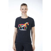 HKM T-Shirt Colourful Horse Bleu Foncé