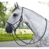 HKM Licol en Corde Strass Deko avec Rênes Gris foncé/Vigne