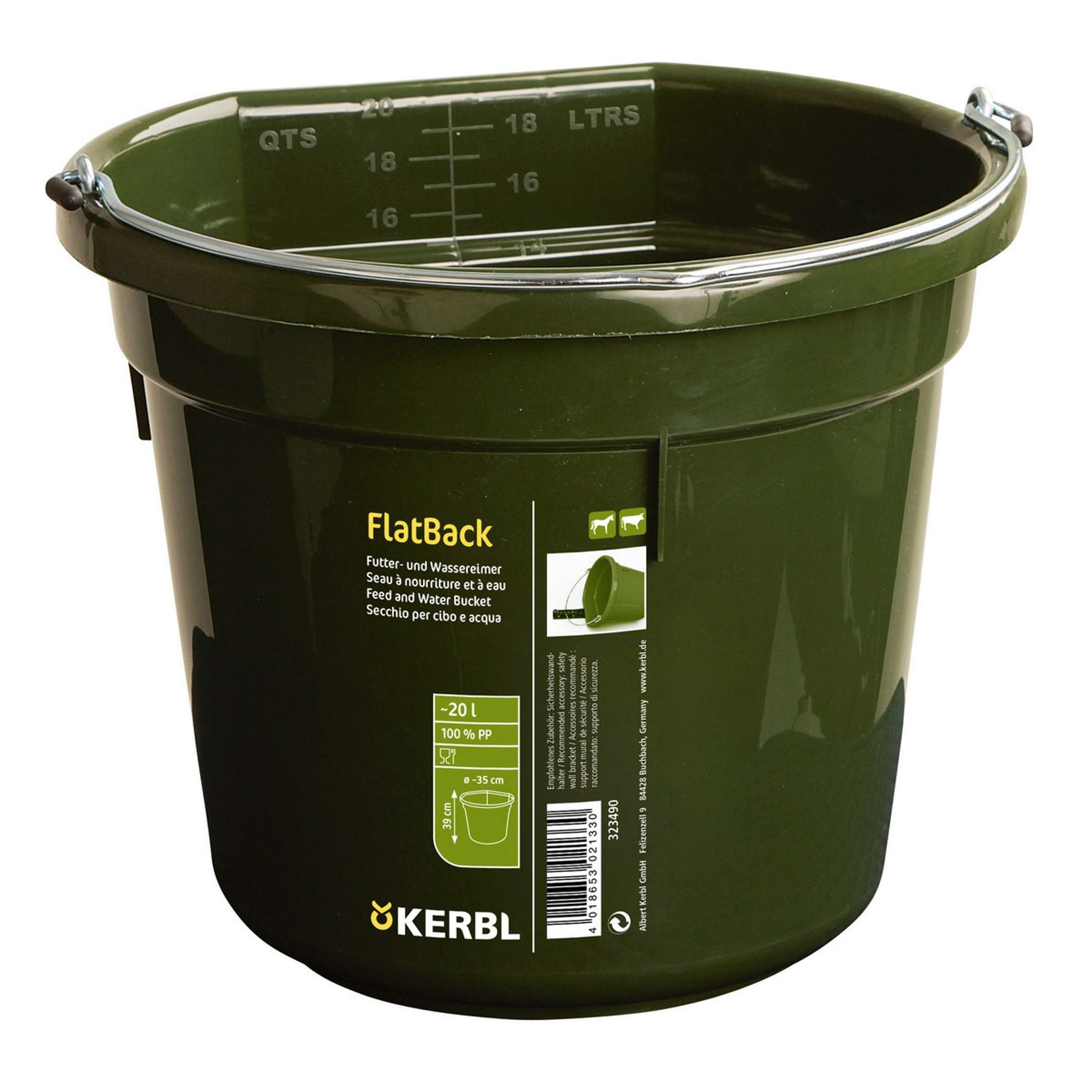 Kerbl Seau à Nourriture et à Eau Flat Back Vert Kerbl Seau à Nourriture et à Eau Flat Back Vert