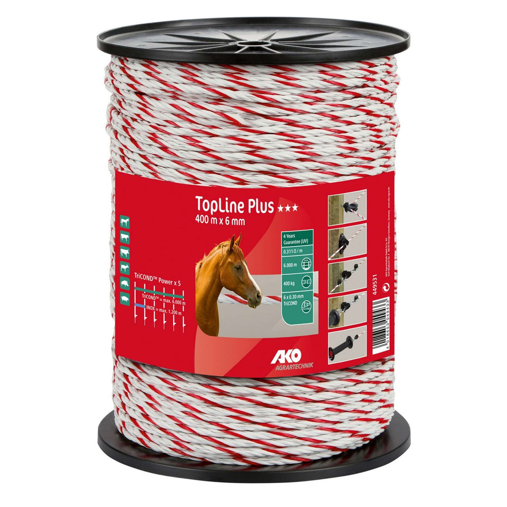 Ako Cordon de Clôture Topline Plus Blanc Rouge