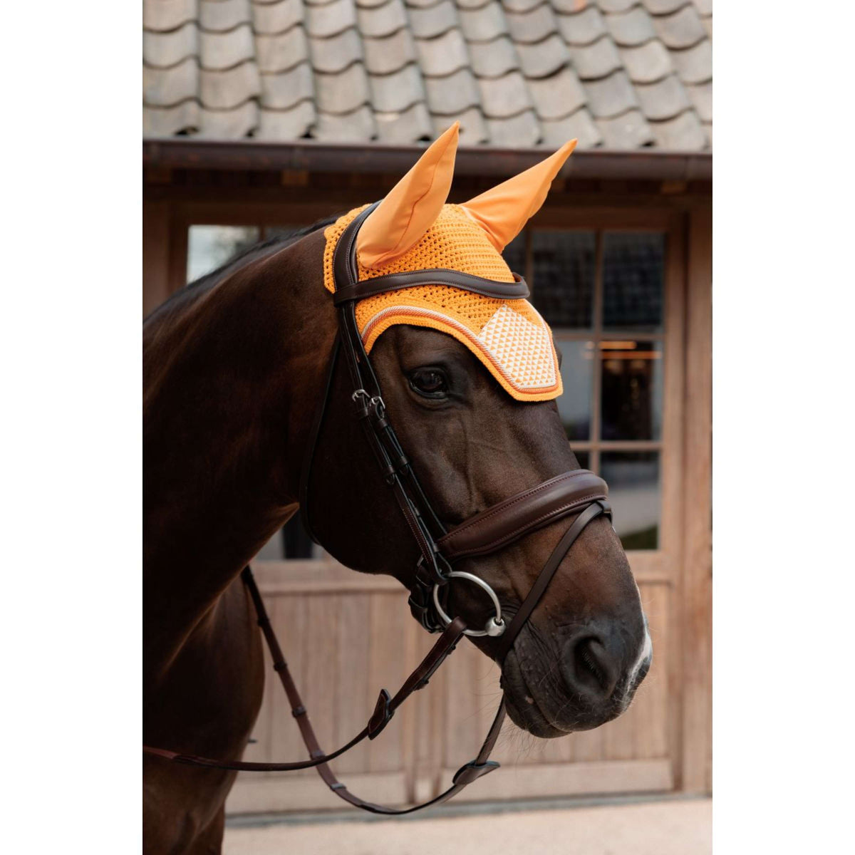 Kentucky Bonnet Anti-Mouches Wellington Velvet Flags Orange