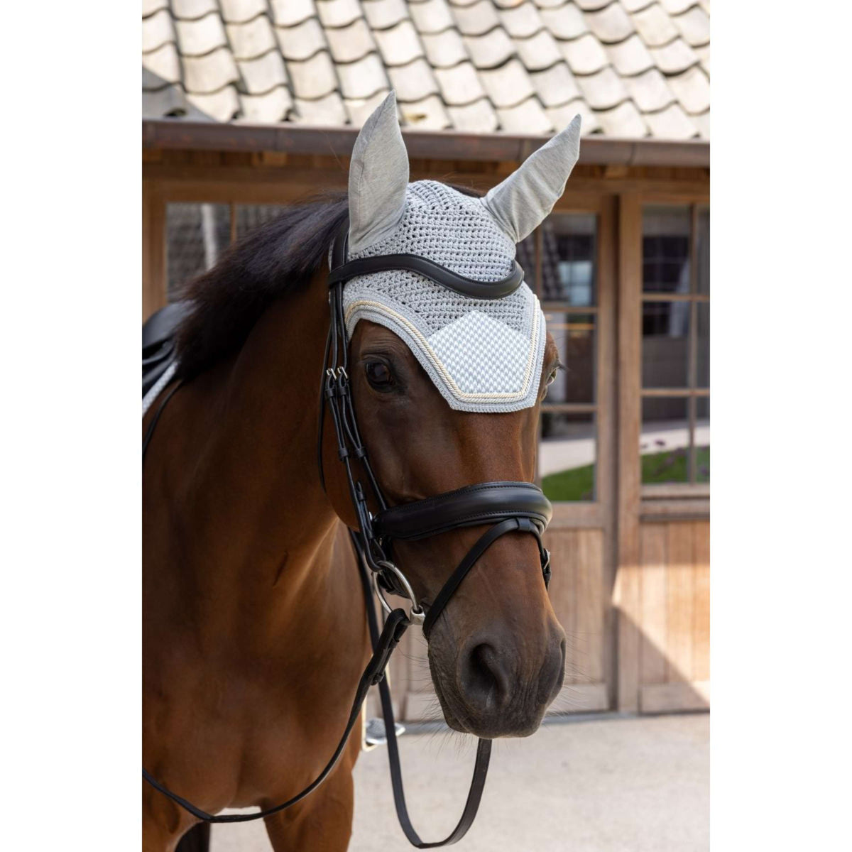 Kentucky Bonnet Anti-Mouches Wellington Velvet Pied de Poule Gris/Blanc