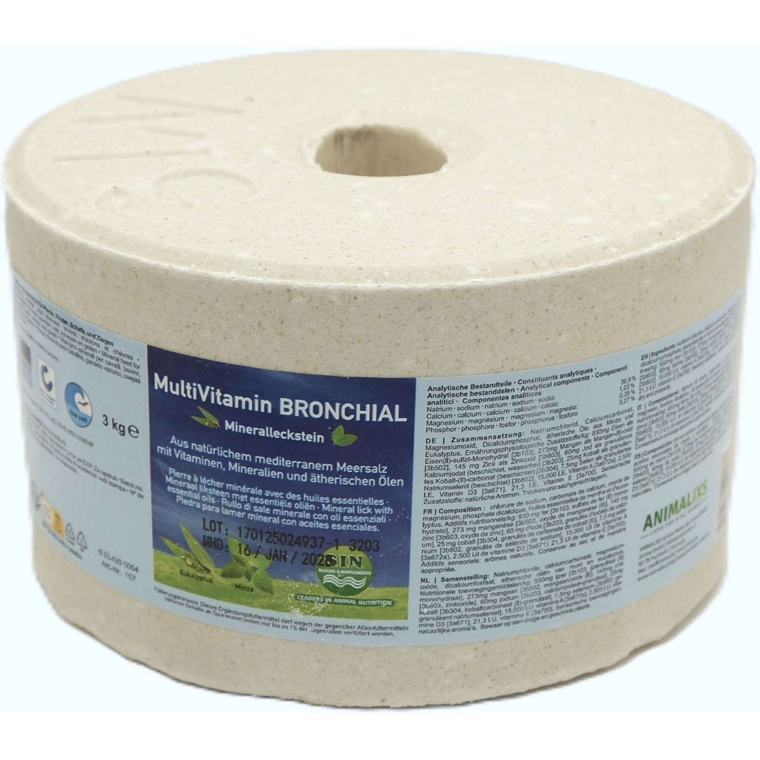 Animalixs Pierre à Lécher Multivitamine-Bronchial Blanc