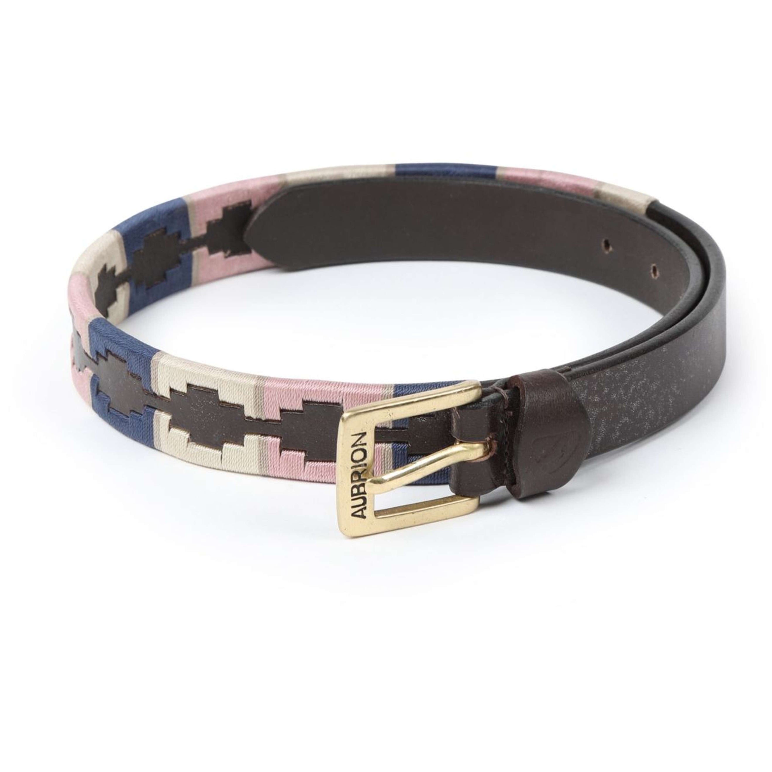 Aubrion by Shires Ceinture Skinny Polo Navy/Rose/Naturel Aubrion by Shires Ceinture Skinny Polo Navy/Rose/Naturel