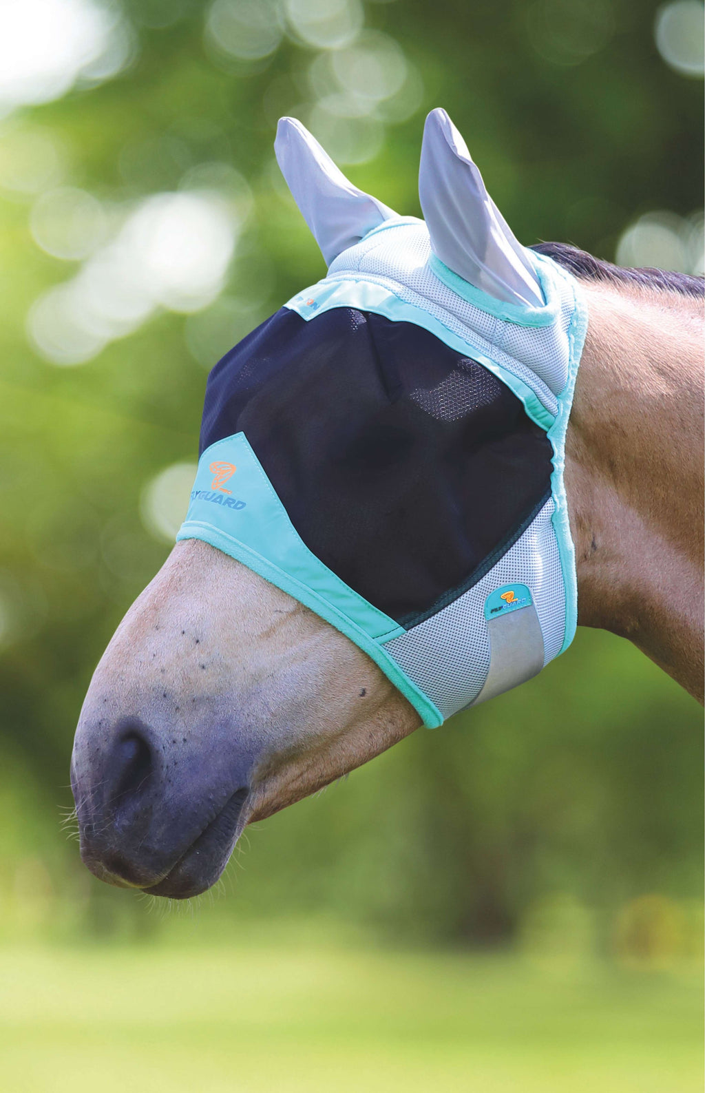 Shires Masque Anti-Mouches Air Motion avec Oreilles Aqua
