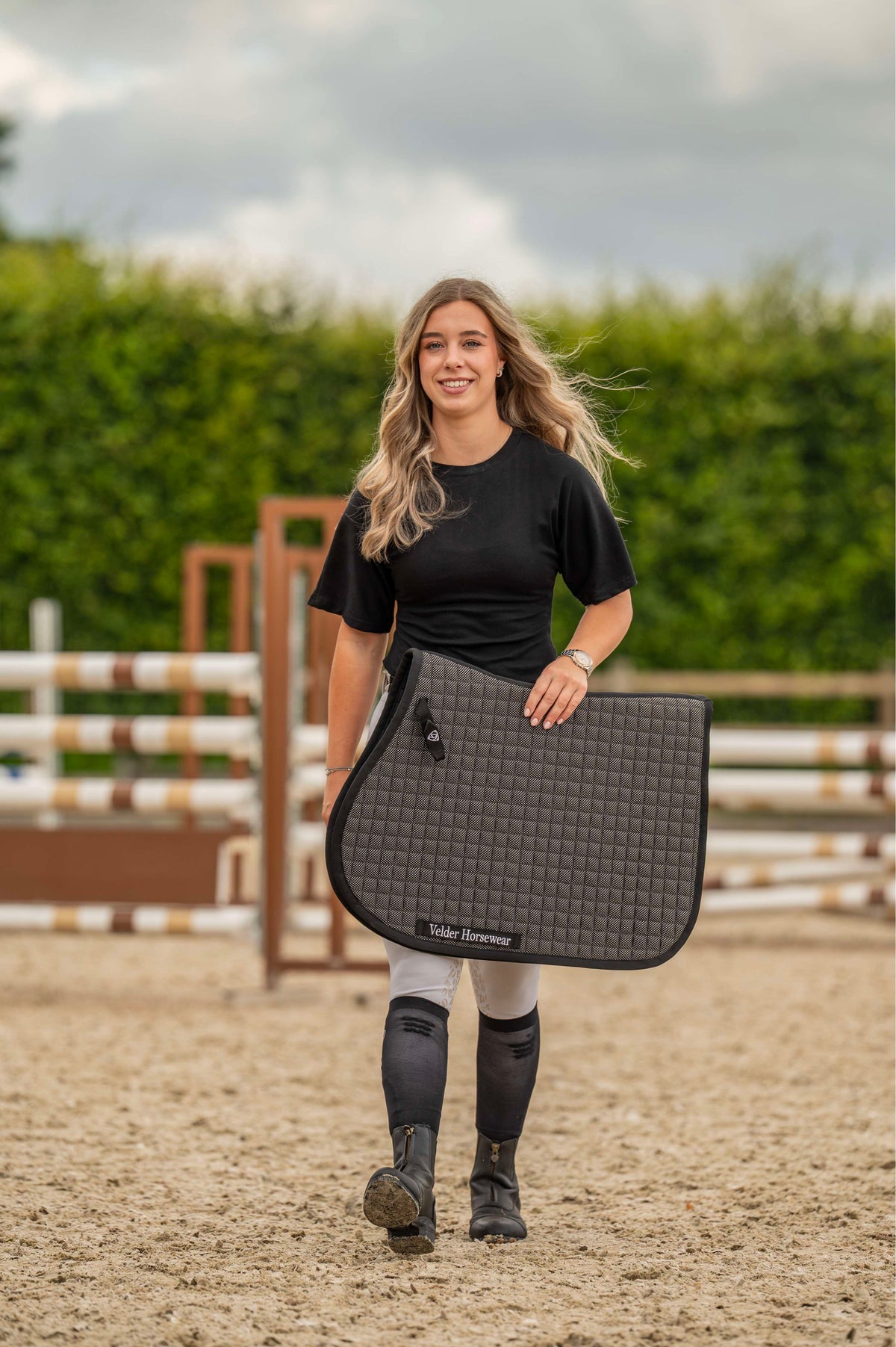 Velder Horsewear Premium Tapis de Selle Bamboo de Saut Noir