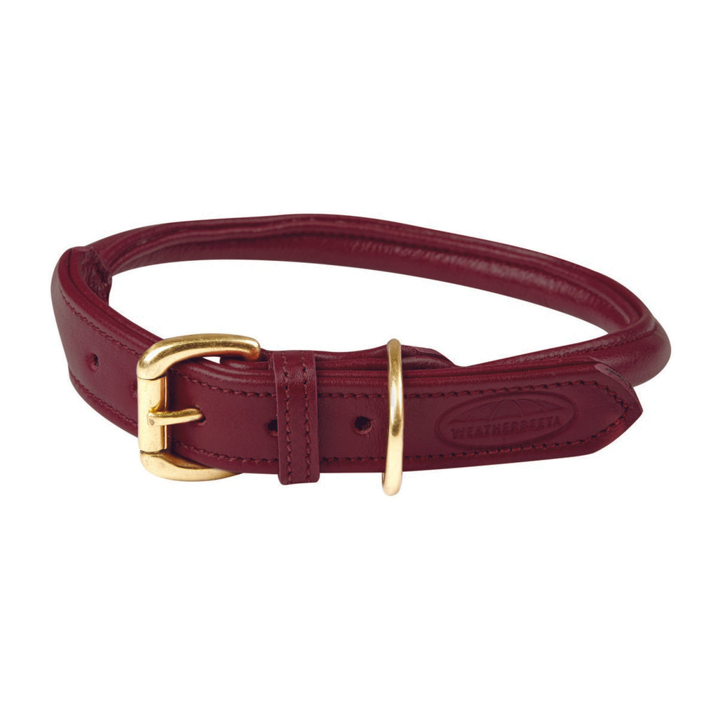 WeatherBeeta Collier pour Chien Rolled Leather Maroon Red
