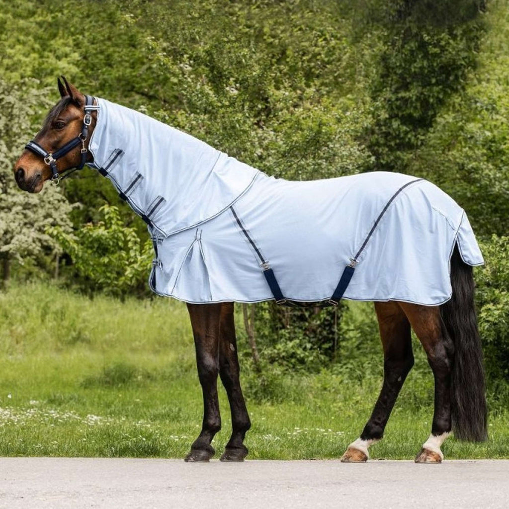 Waldhausen Couverture Anti-Mouches Protect avec Cou Indépendant Bleu clair/Bleu nuit
